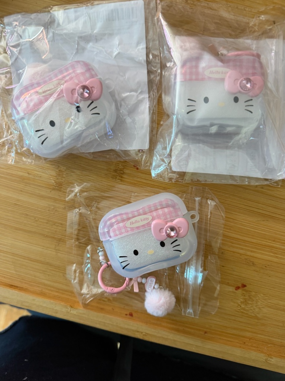 Hello Kitty Pink and White Kids Earbud Case with Pom Charm